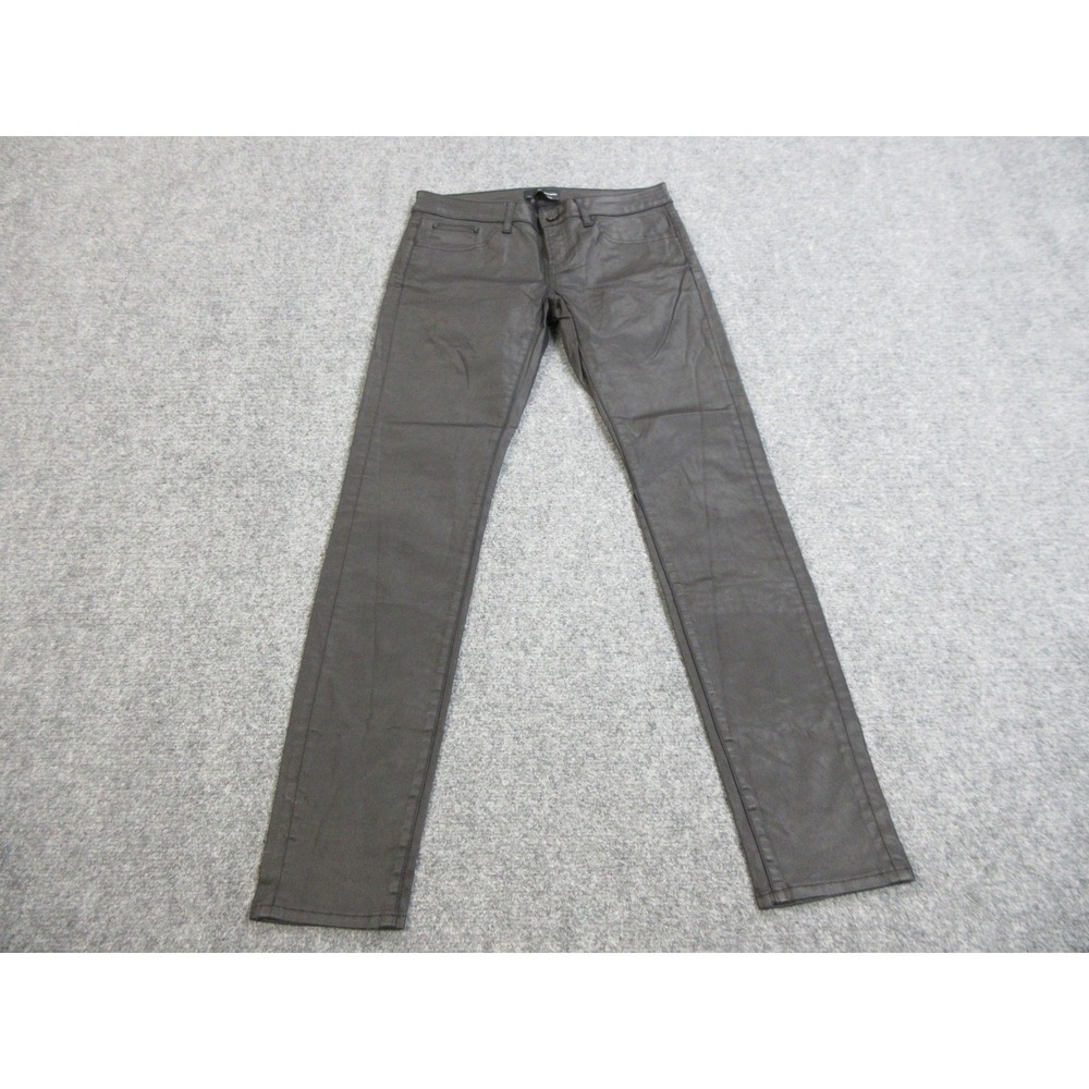 The Kooples Jeans Womens 28x31 Black Coated Skinny Leather Look‎ Skull Button